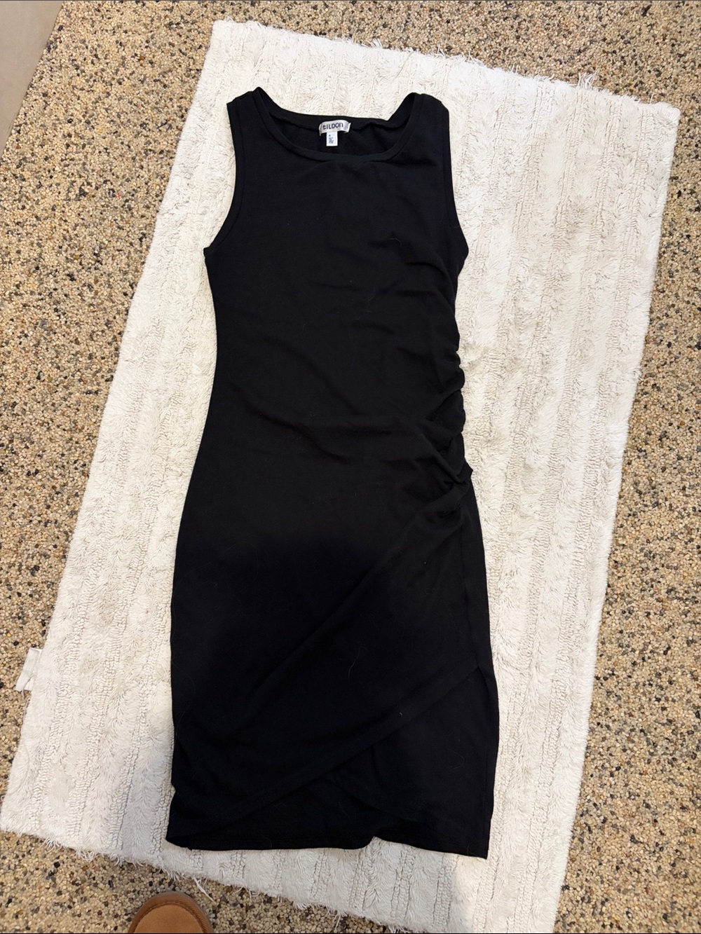 Tildon Ruched Black Sleeveless Midi/Mini Dress XS